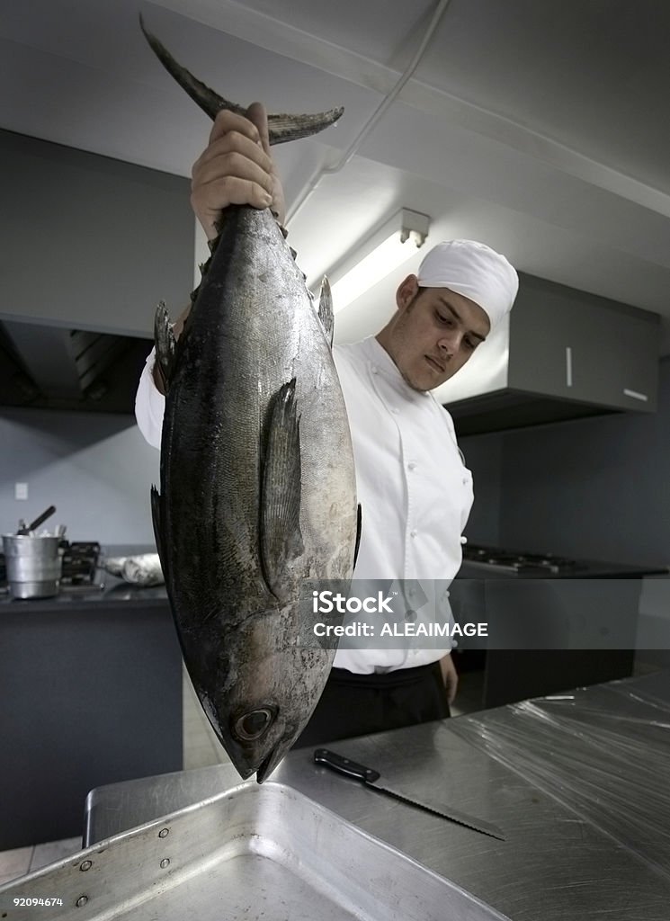 Atum e chef - Foto de stock de Peixe royalty-free