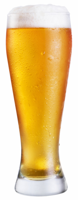 mug of amber beer with foam isolated on white background. Clipping path