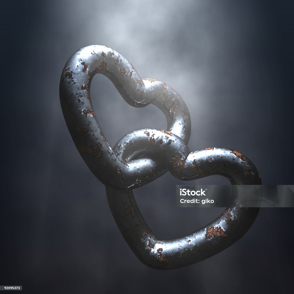 Love Chains Love Chains - Two strong bonded love chains attached together - 3d illustration Attached Stock Photo