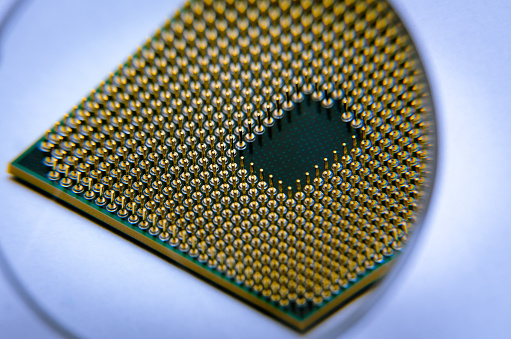 A Square Computer Processor Pulled From A Broken Computer The Processor ...