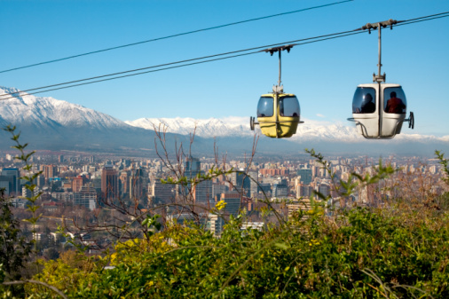 Mannheim, Germany: The ropeway connect the Spinellipark and the Luisenpark during federal horticulture and garden show (Bundesgartenschau BUGA Mannheim 2023).