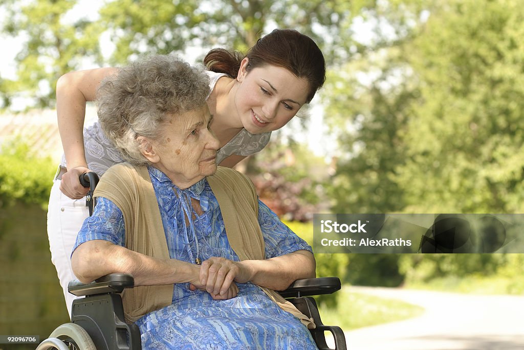 Senior woman in wheelchair  70-79 Years Stock Photo