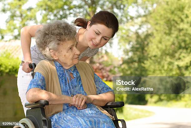 Senior Woman In Wheelchair Stock Photo - Download Image Now - 70-79 Years, 80-89 Years, A Helping Hand