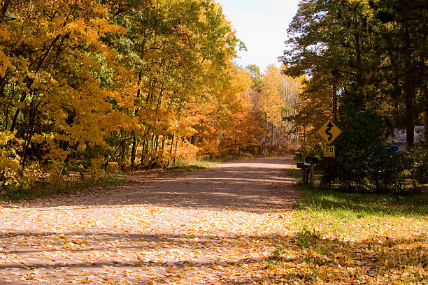 드라이브 스루 국가 - country road winding road road michigan 뉴스 사진 이미지