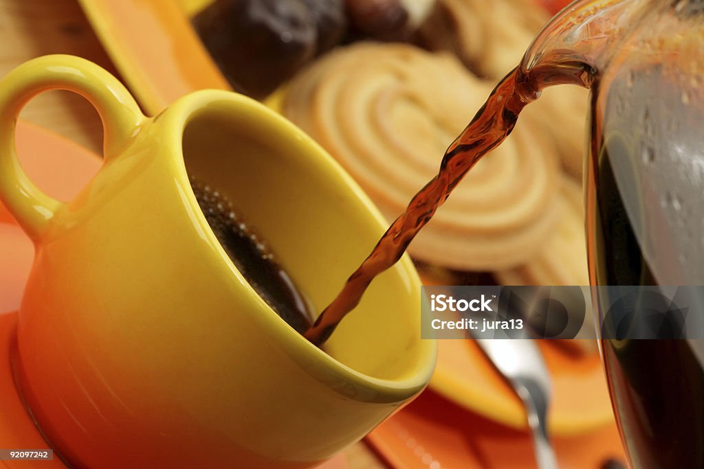 Arancio servizio caffè. - Foto stock royalty-free di Arancione