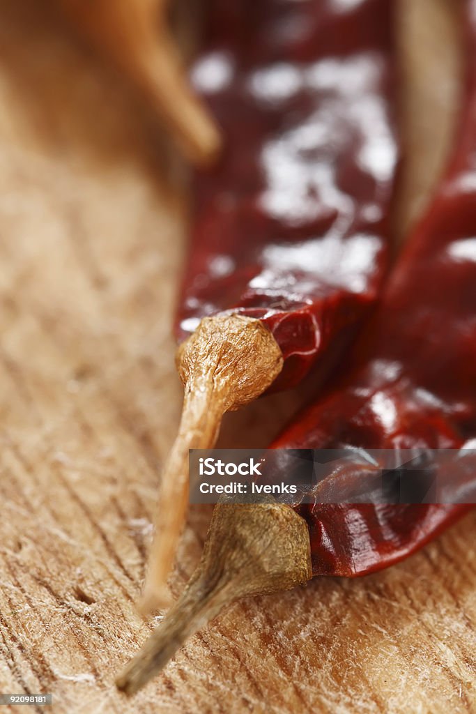 Pimenta quente vermelha em madeira velha chillies - Royalty-free Antigo Foto de stock