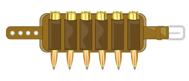 Vector illustration of Cartridge belt with patron