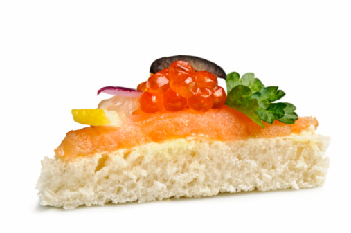 Salmon Canapes on a Baguette with Cream Cheese