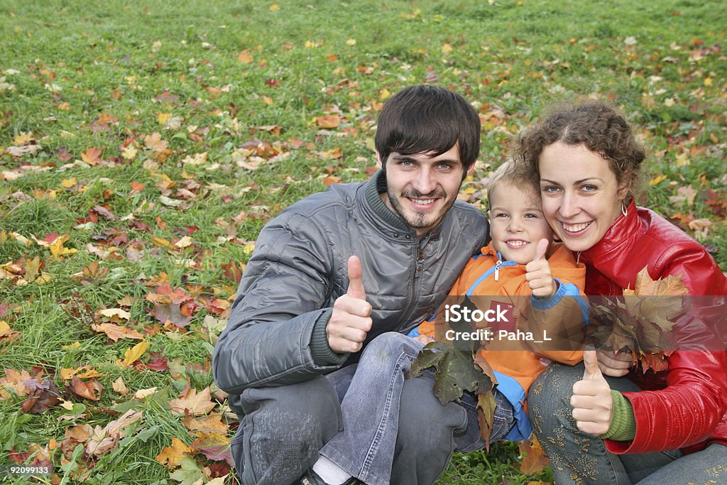 Herbst Familie mit finger auf "OK" - Lizenzfrei Ahorn Stock-Foto