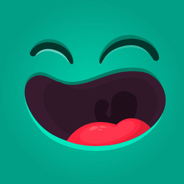 Happy Cartoon Monster Face With No Teeth Vector Halloween Laughing Monster  With Big Mouth Stock Illustration - Download Image Now - iStock