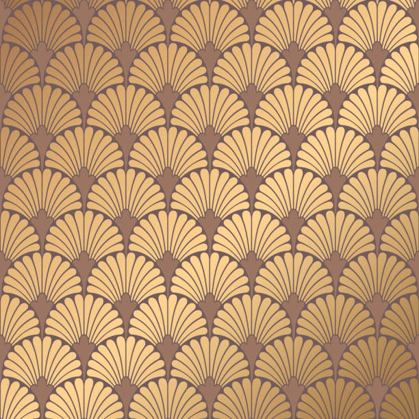 Art Deco Pattern Art Deco Pattern. Seamless golden background. Minimalistic geometric design. Vector line design. 1920-30s motifs. Luxury vintage illustration 1930s style stock illustrations