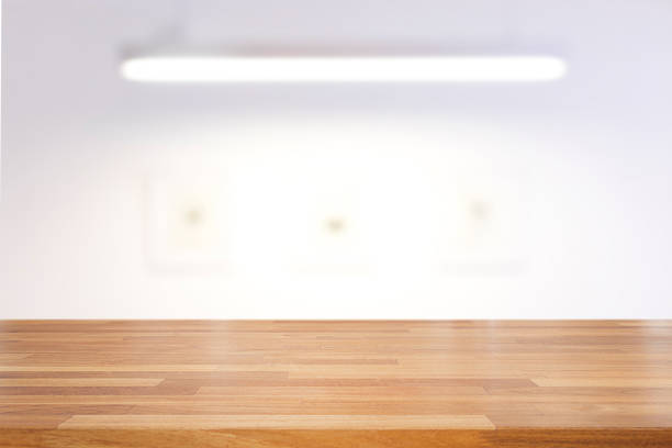 istock Empty wooden table with living room background 920998068