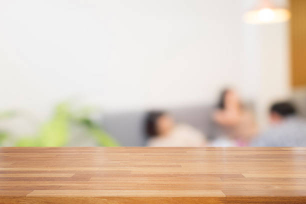 istock Empty wooden table with living room background 920998194
