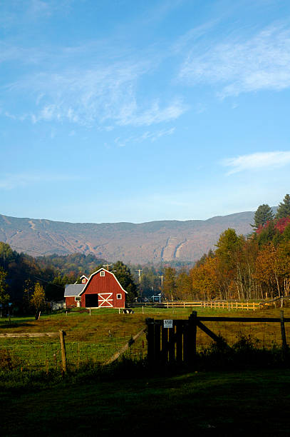 istock Red Barn With Mountain In The Background 92100224