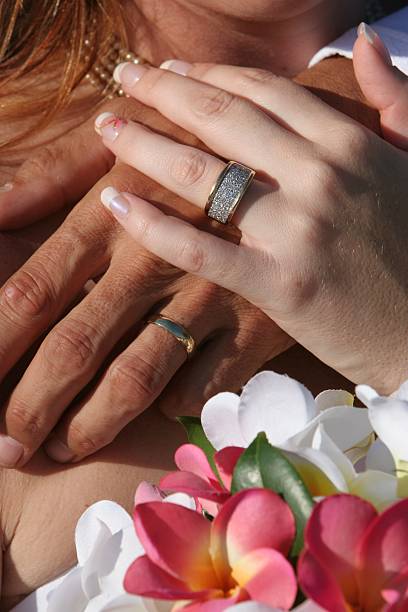 istock Wedding Couple - Hands and Rings 92100286
