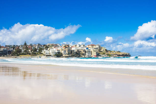 istock Holiday in Australia - Bondi Beach view with blue sky 921003482