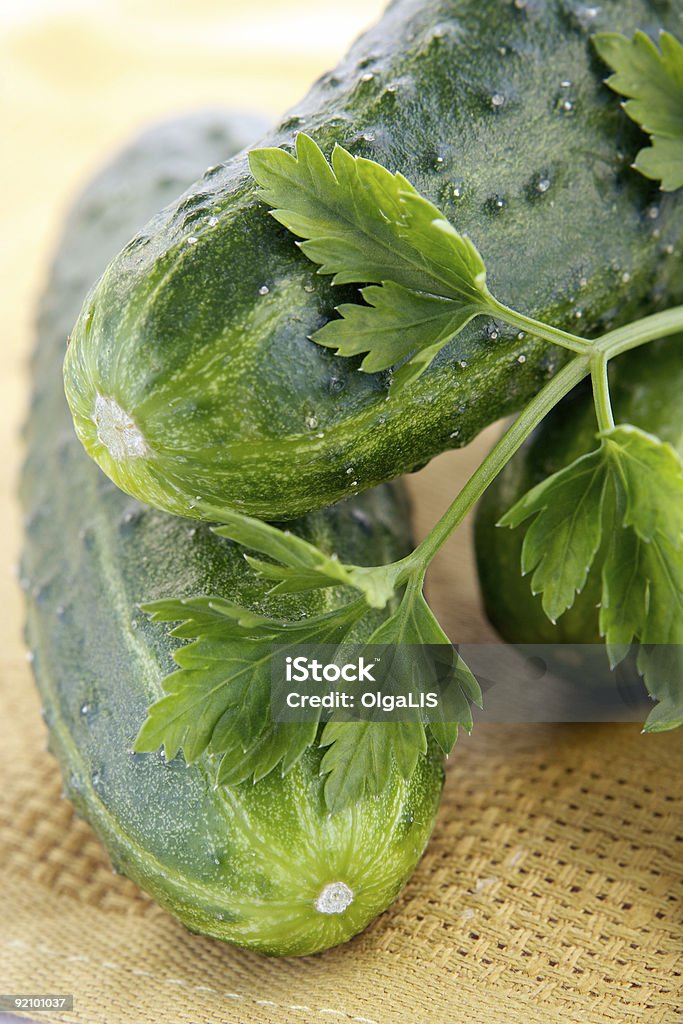 Green-spring onions, cucumbers, parsley  Chopping Food Stock Photo