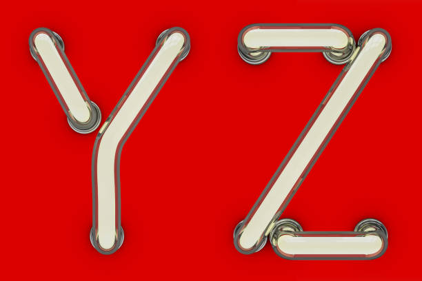 istock Neon tube letter on yellow background. 3D 921019390