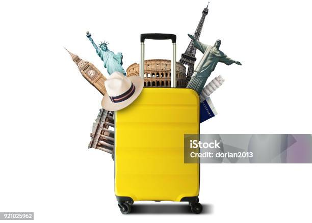 Yellow Travel Bag Stock Photo - Download Image Now - Travel, Suitcase, Journey