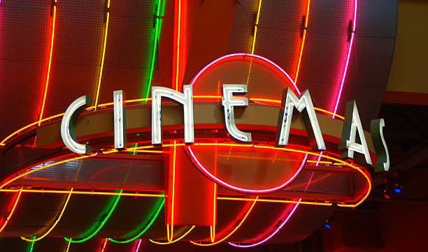 istock Neon sign for movies 92102627