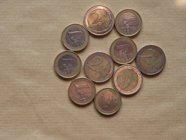 istock Euro coins, European Union with copy space 921029084