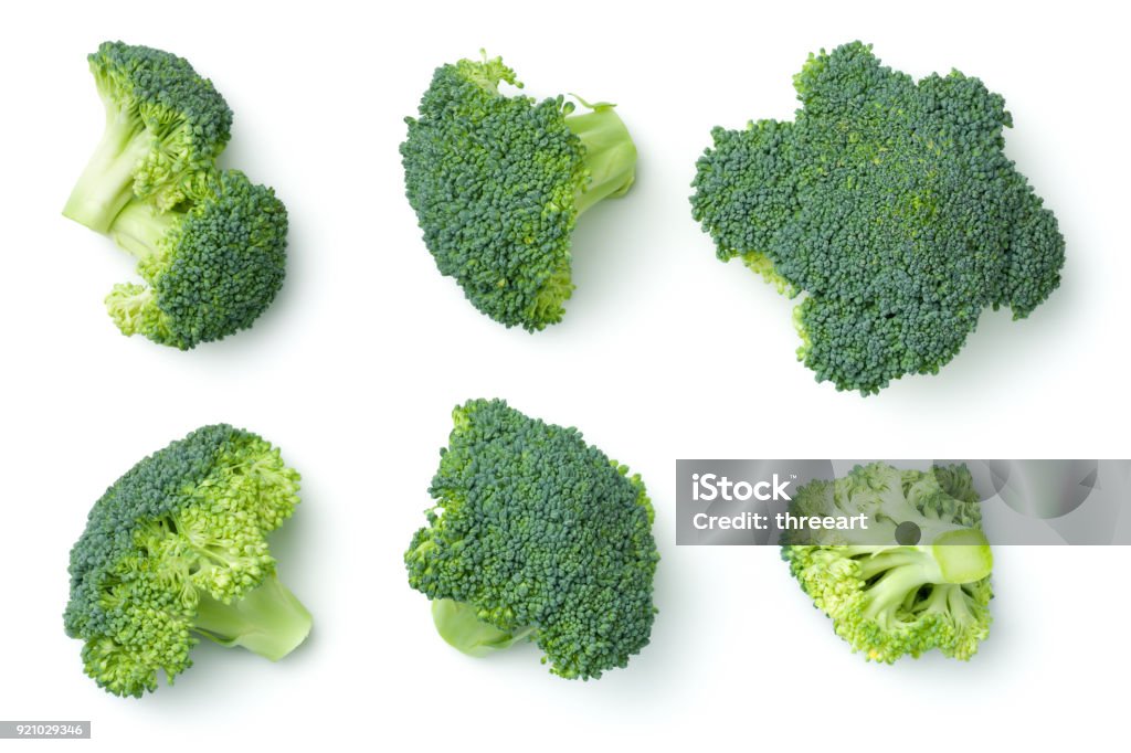 Broccoli Isolated on White Background Broccoli isolated on white background. Top view Broccoli Stock Photo