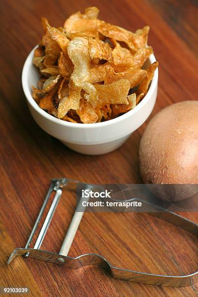 Crispy French Fries Homemade Stock Photo - Download Image Now - Peel - Plant Part, Raw Potato, Potato Chip