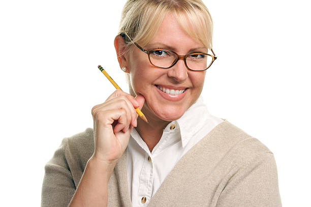 istock Beautiful Woman with Pencil 92103186