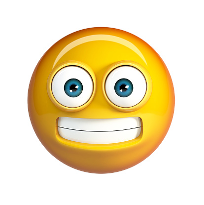 Scared Emoji. Ugh Face Emoticon. 3d Rendering isolated on white background.