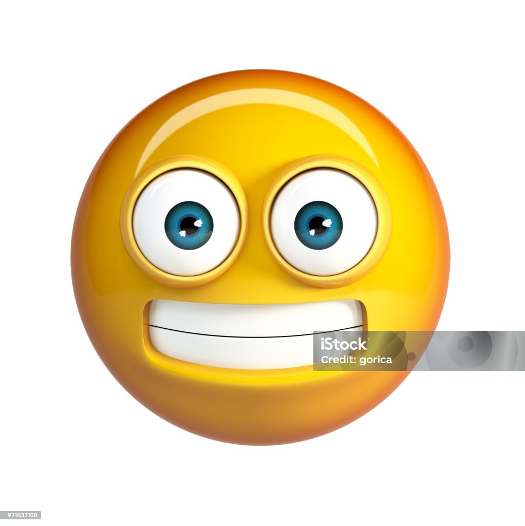 Scared Emoji. Ugh Face Emoticon. Scared Emoji. Ugh Face Emoticon. 3d Rendering isolated on white background. Anthropomorphic Smiley Face Stock Photo