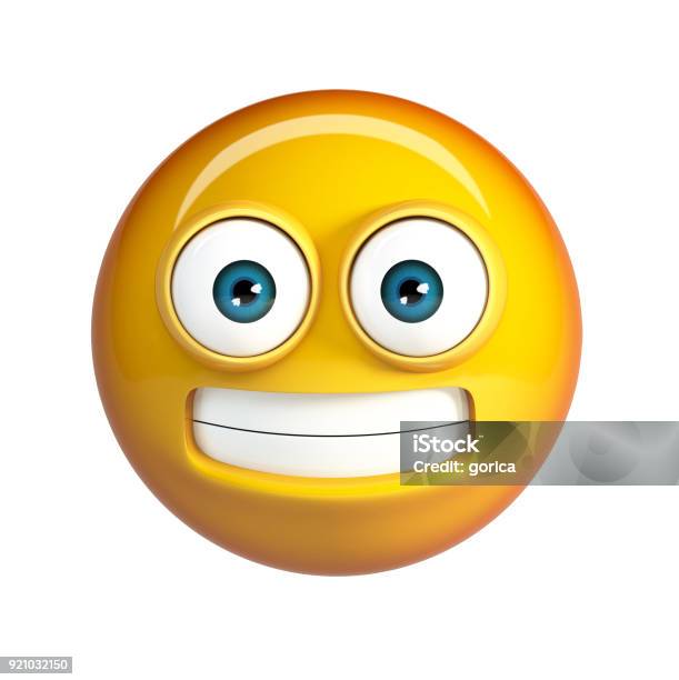 Scared Emoji Ugh Face Emoticon Stock Photo - Download Image Now - Anthropomorphic Smiley Face, Fear, Cartoon