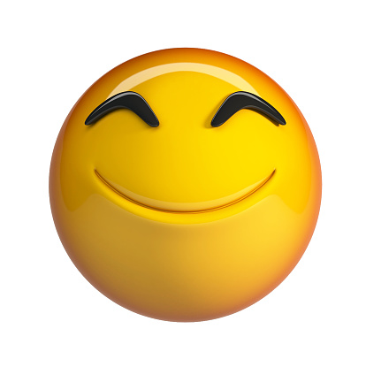 Smiley face with golden crown. Emoji icon isolated on the white background