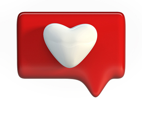 Red Heart Icon. Social Media Like Symbol. 3d Rendering isolated on white background.