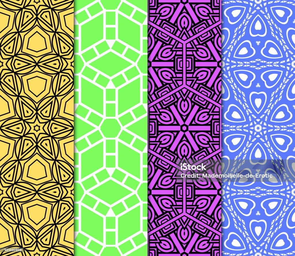 Azurage Pattern Azuro Geometric Patterns Set Vector Illustration Stock Illustration ...