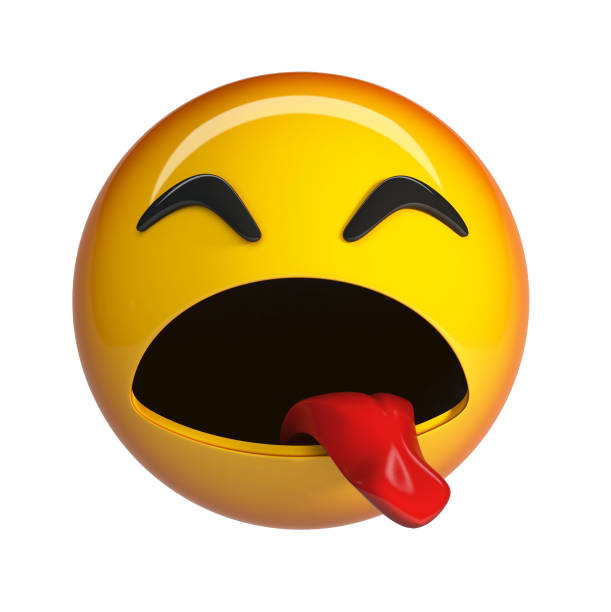 emoji malata, emoticon del viso disgustato. - phew foto e immagini stock