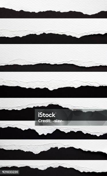 Set Of Torn Paper Edges Stock Photo - Download Image Now - Torn, Paper, At The Edge Of