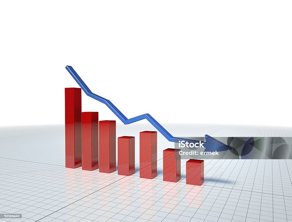 Gráfico de negócios com Seta azul - Royalty-free Analista Financeiro Foto de stock