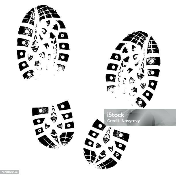 Empreinte De Botte Empreintes Humaines Chaussures Silhouette Isolé Sur Fond Blanc Vecteurs libres de droits et plus d'images vectorielles de Paire de baskets