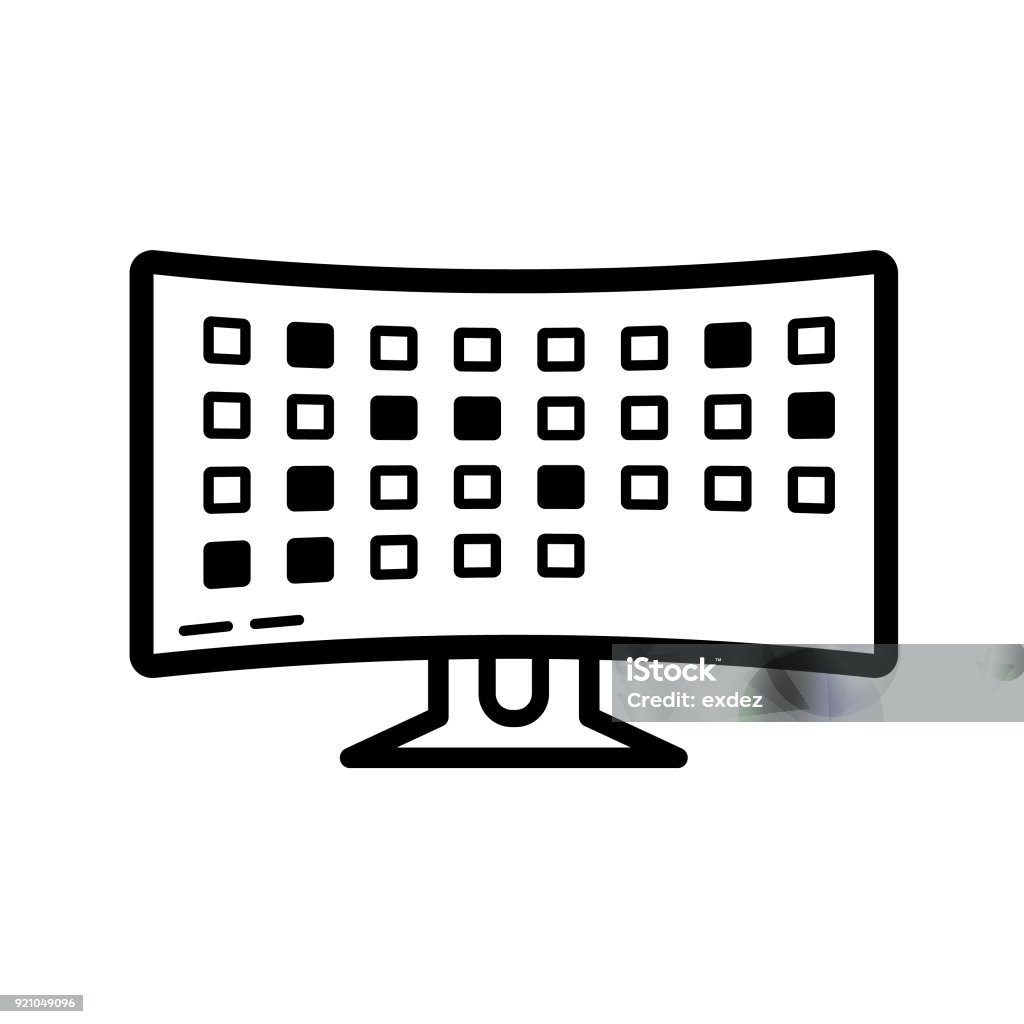 Curved Display Vector Curve Display Stock Illustration - Download Image Now - Computer ...