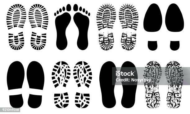 Shoe Sole Foot Feet Footprints Human Shoes Silhouette Vector Stock Illustration - Download Image Now