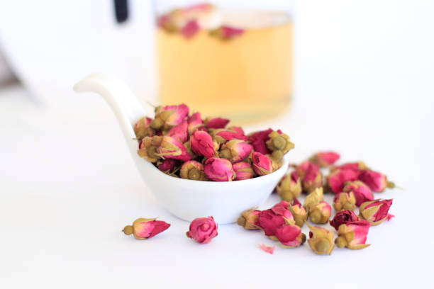 Rose buds tea stock photo