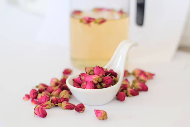 Rose buds tea stock photo