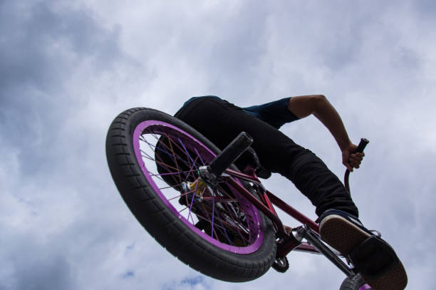 Kremenchug, Ukraine - June 05, 2017: Teenager riding bmx bike during the festival of street culture