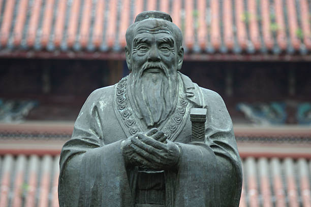 A frontal view of the statue depicting Confucius Confucius statue in Confucius Temple in Suzhou (China) jiangsu province photos stock pictures, royalty-free photos & images