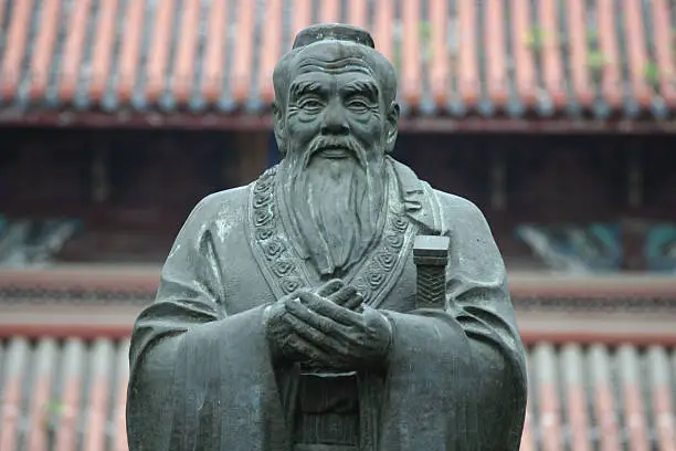 Confucius statue in Confucius Temple in Suzhou (China)