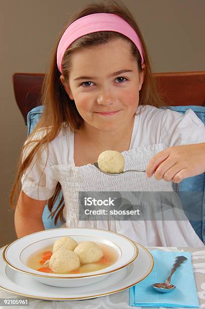 Eating Matzah Ball Soup Stock Photo - Download Image Now - Eating, Dumpling, Food
