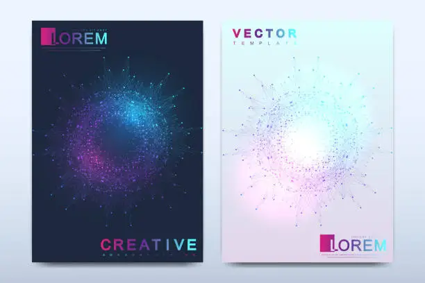 Vector illustration of Modern vector template for brochure, leaflet, flyer, cover, catalog, magazine or annual report in A4 size. Business, science and technology design book layout. Presentation with mandala. Card surface