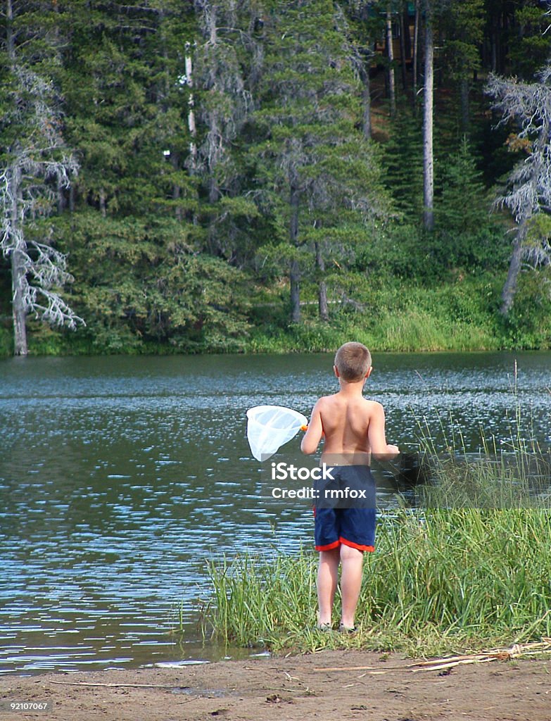 Boy en el lago - Foto de stock de Bosque libre de derechos
