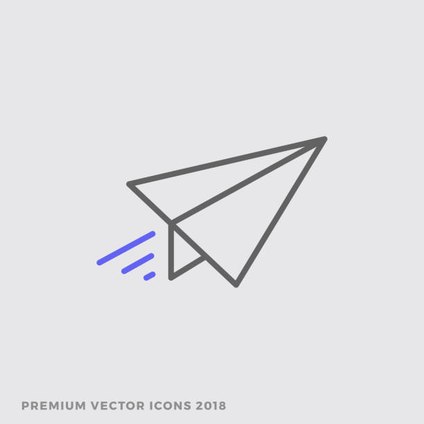 papier flugzeug moderne premium-vektor icon. start-symbol-design-konzept - origami action vector design stock-grafiken, -clipart, -cartoons und -symbole