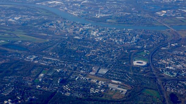 istock View from plane towards Leverkusen city 921085998